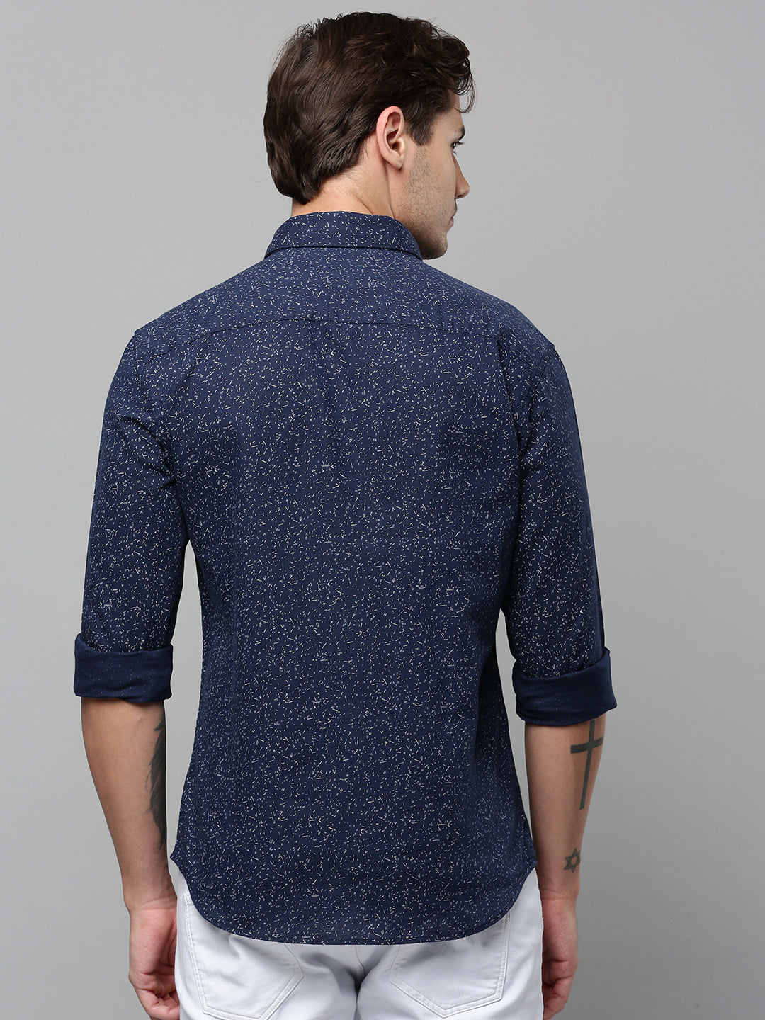 Men Navy Printed Casual Shirt