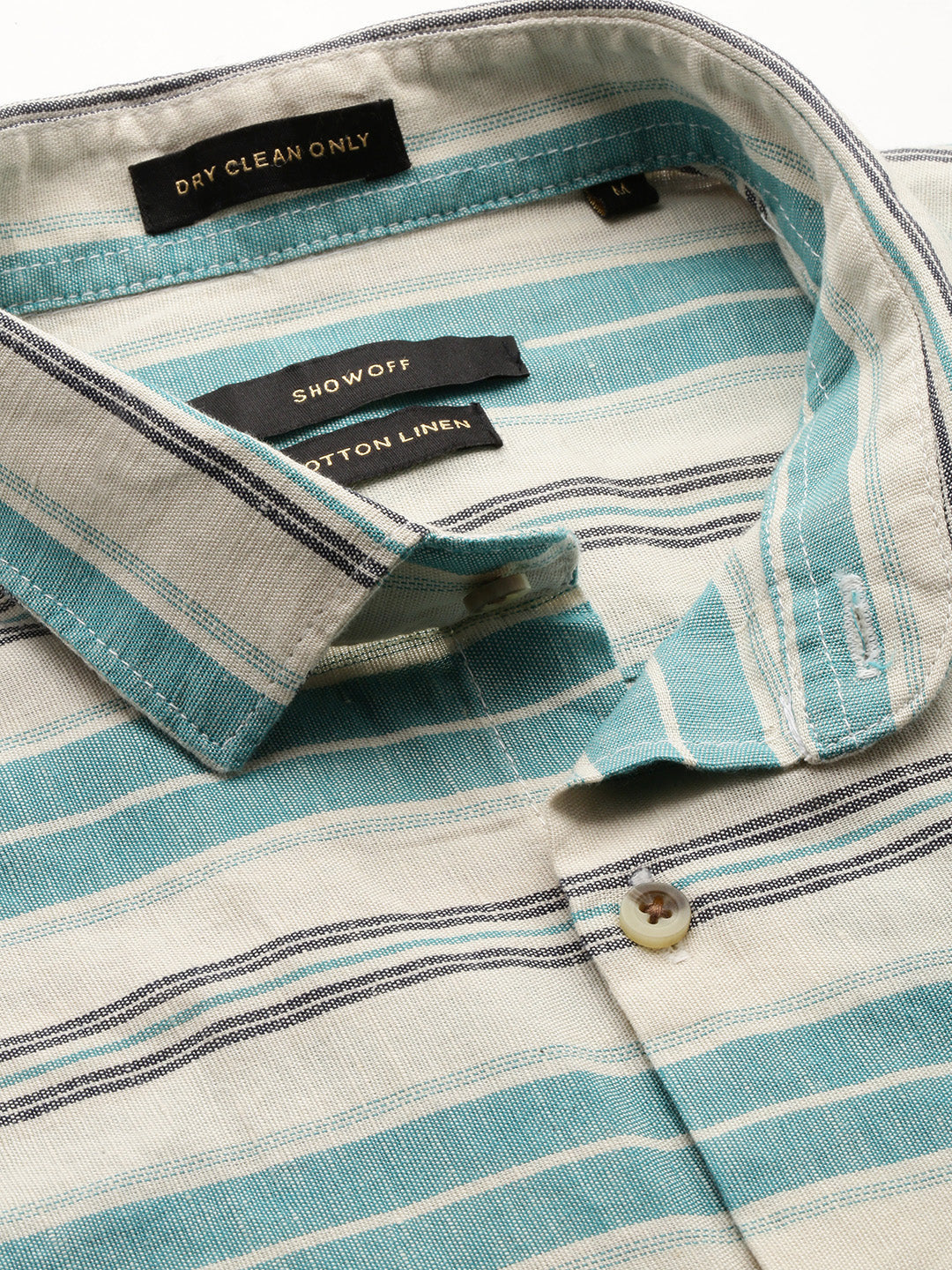 Men Beige Striped Casual Shirt