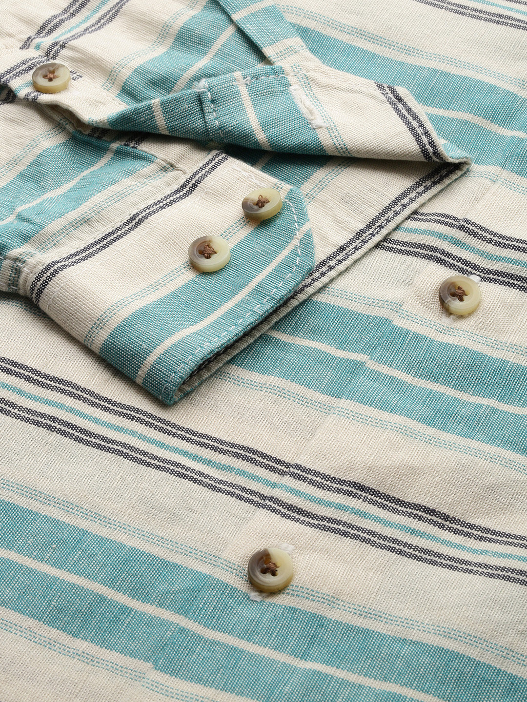 Men Beige Striped Casual Shirt