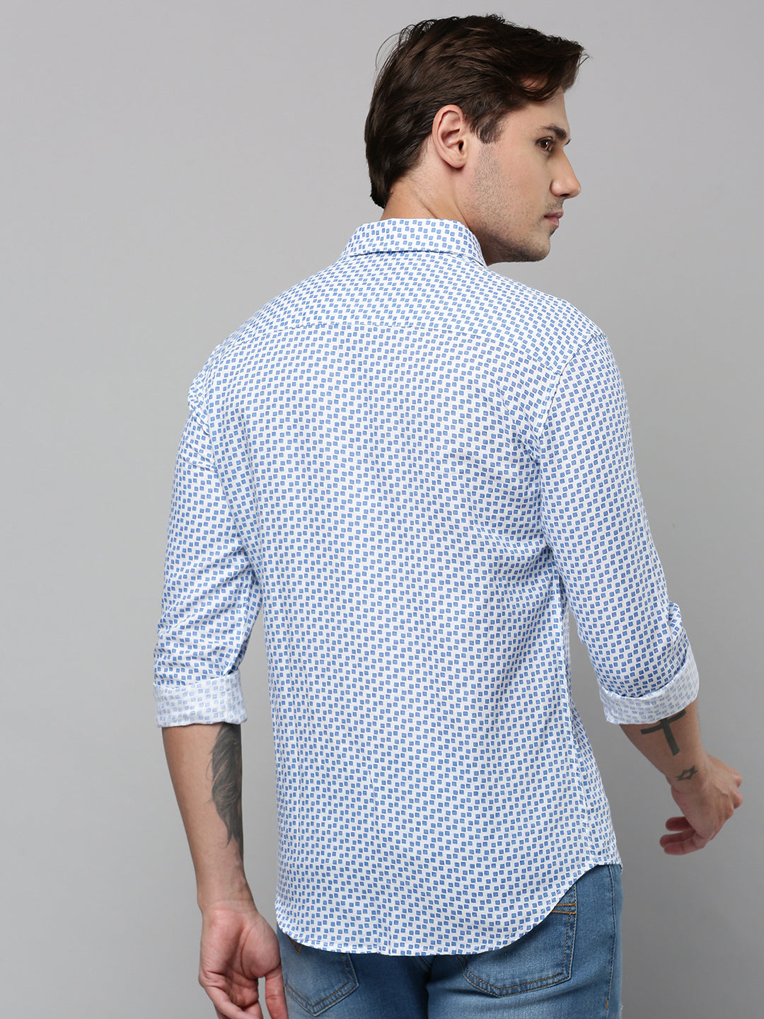 Men White Printed Casual Shirt