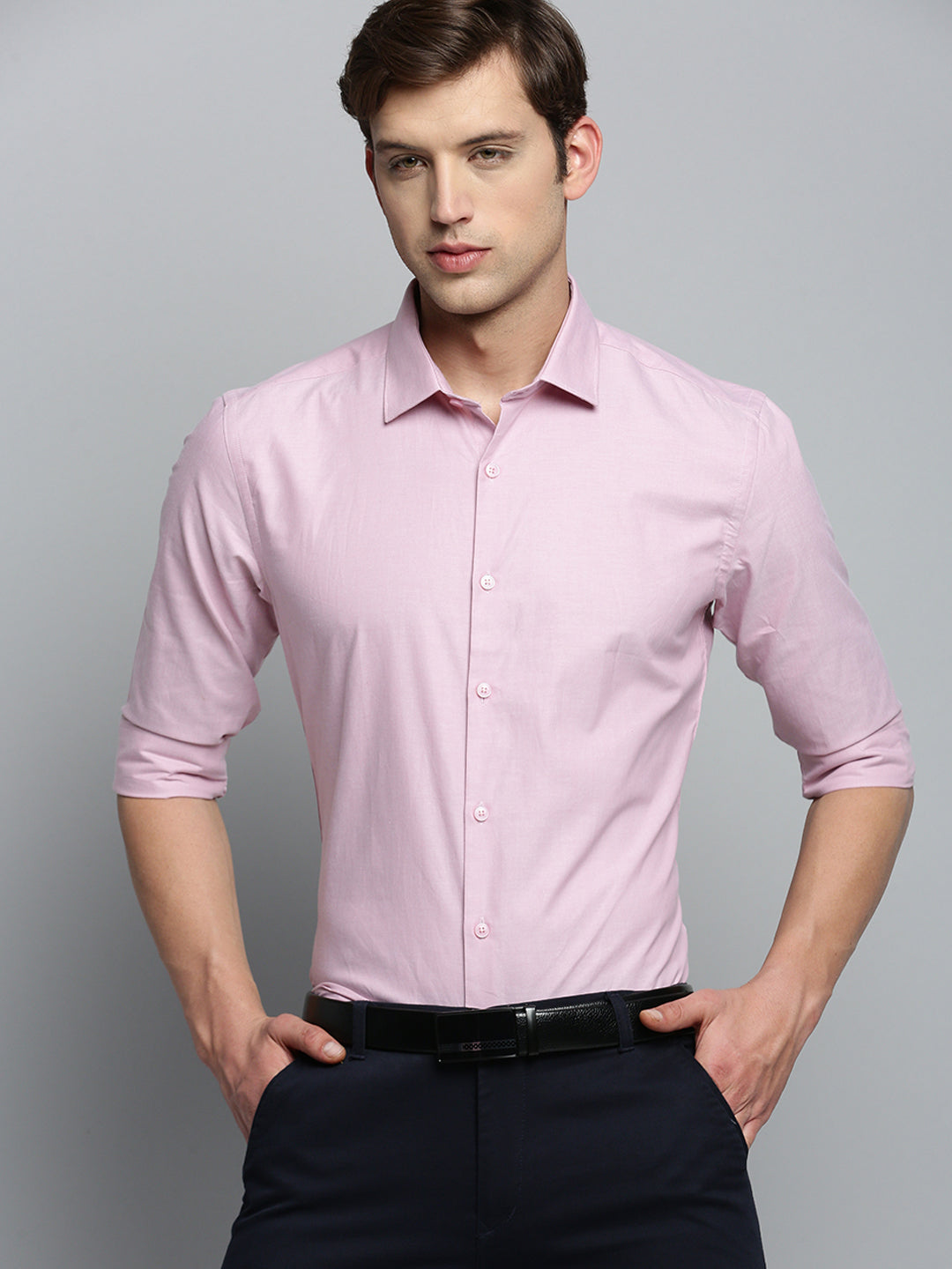 Men Pink Solid Formal Shirt