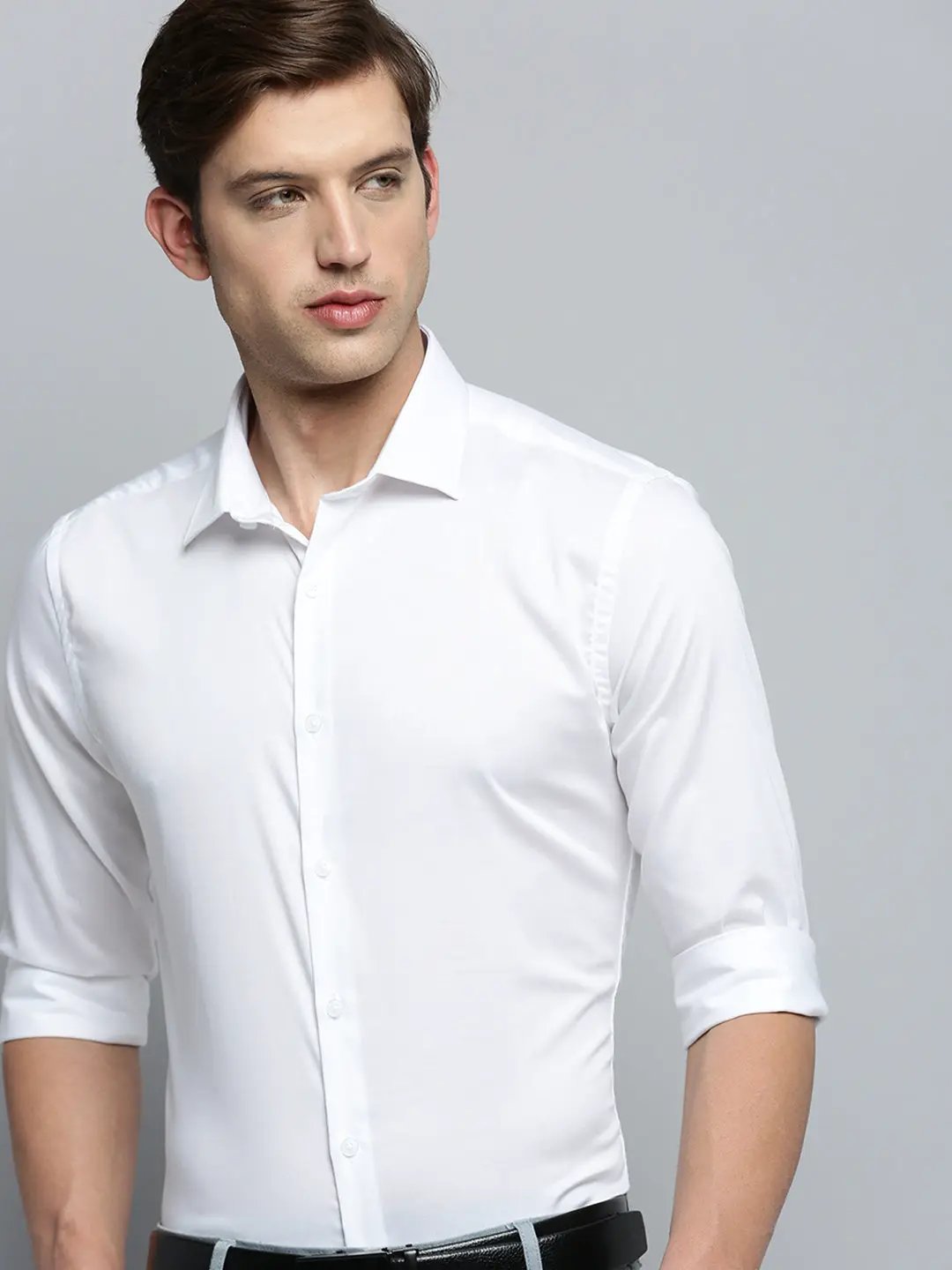 Men's White Solid Formal Shirt