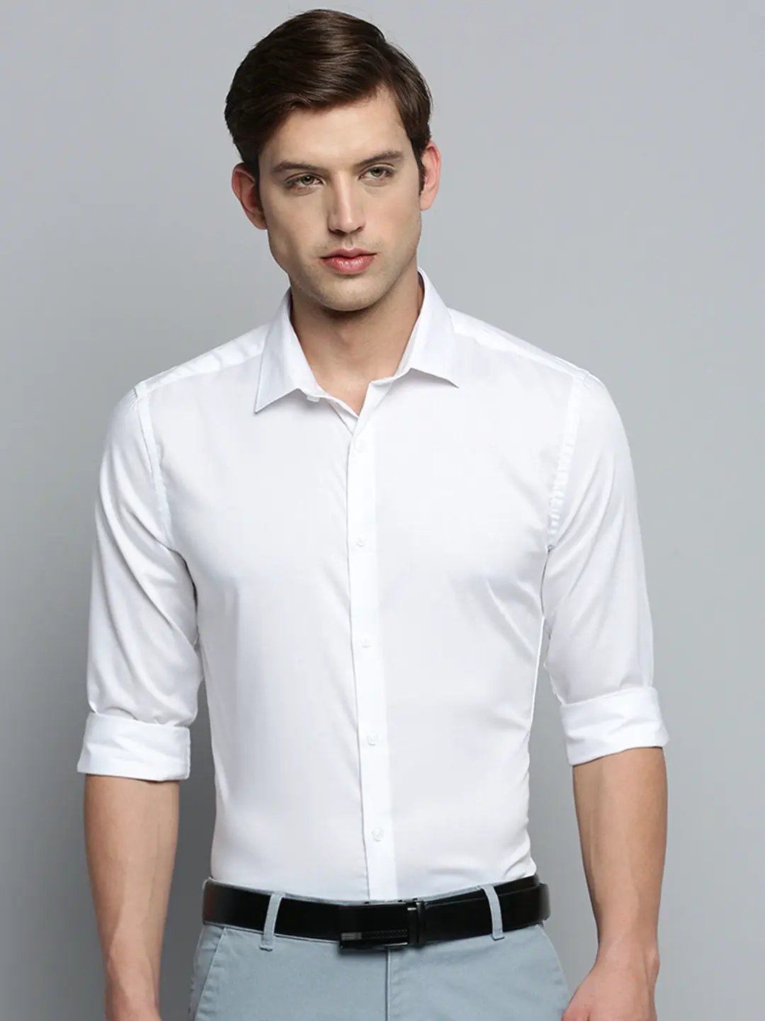 Men's White Solid Formal Shirt