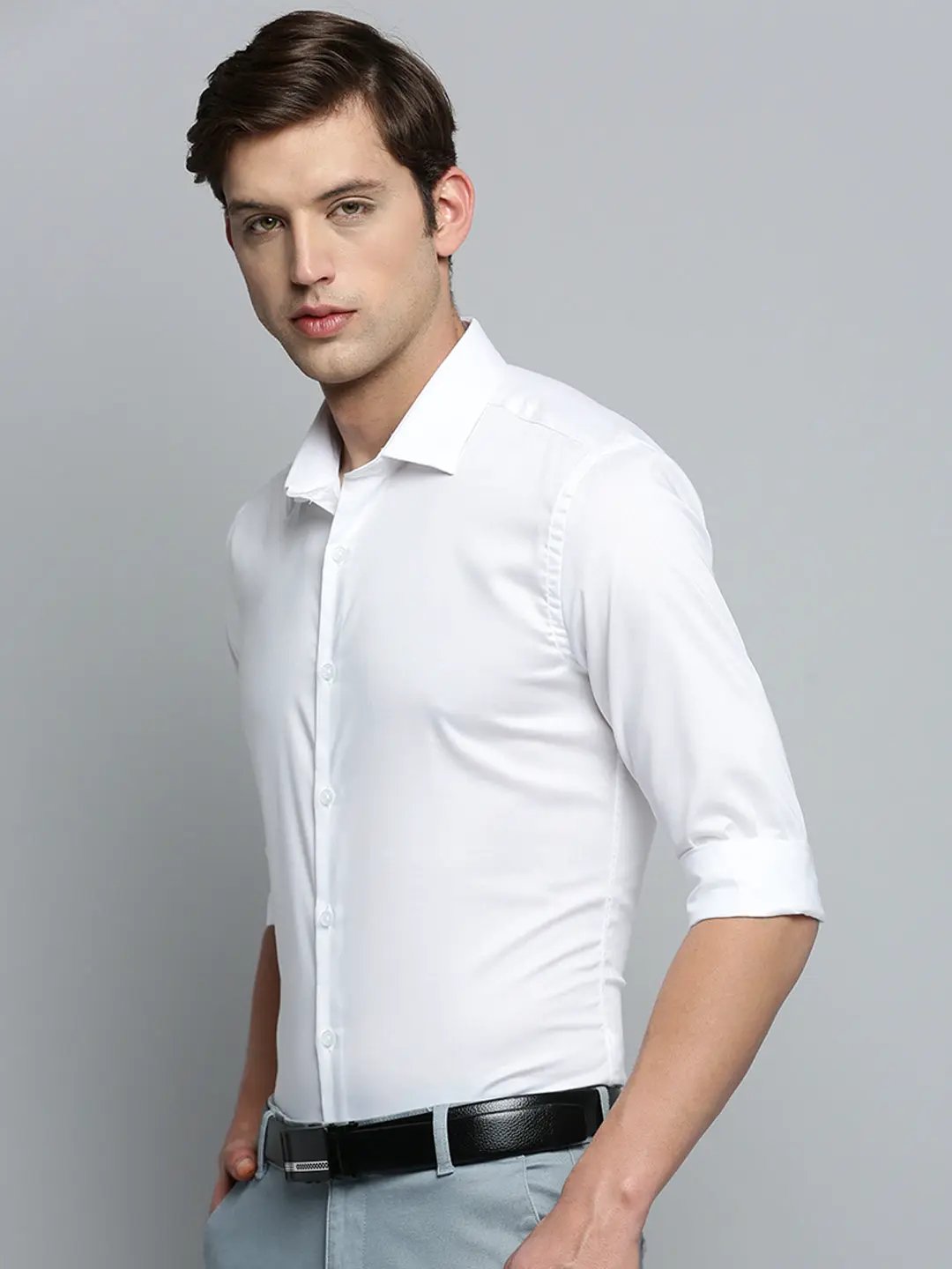 Men's White Solid Formal Shirt
