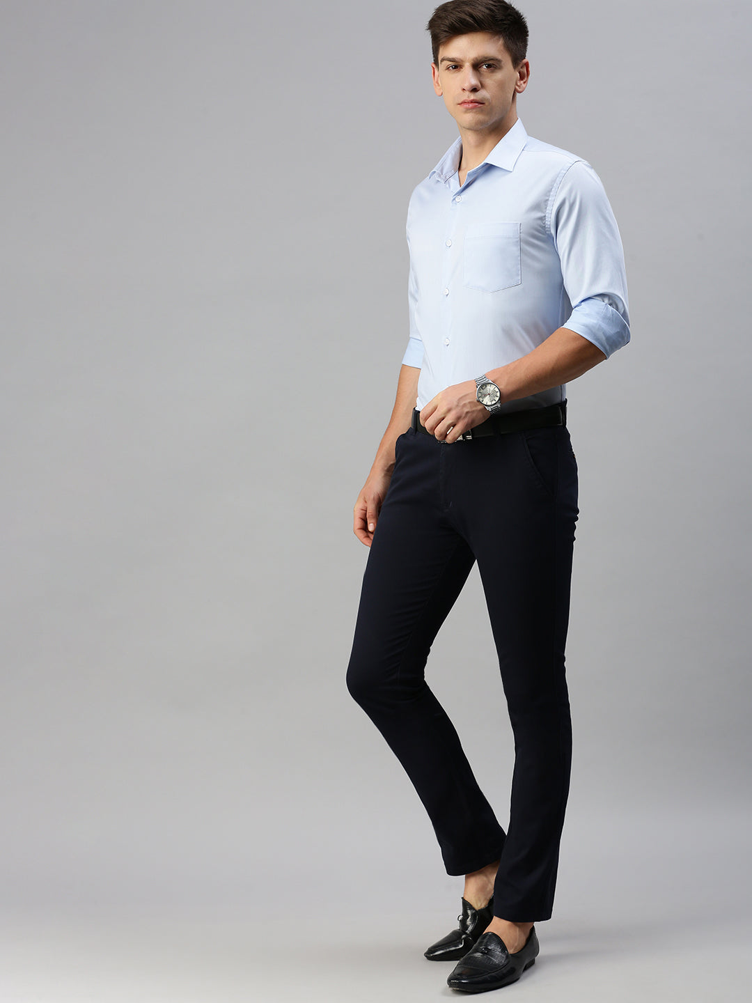 Men Blue Solid Formal Shirt