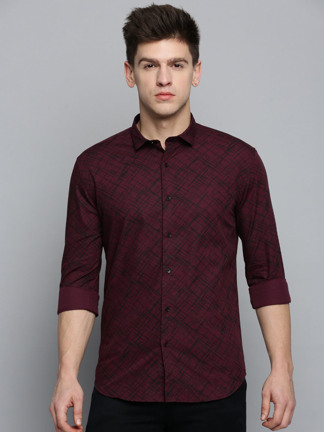 Men Purple Printed Casual Shirt