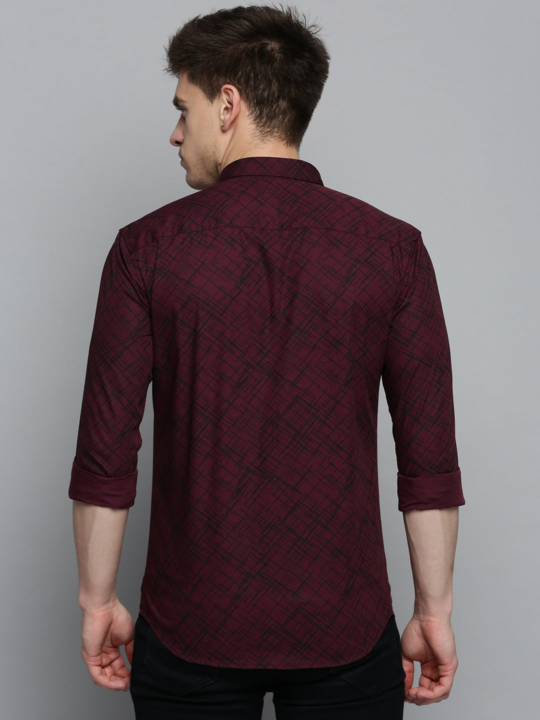 Men Purple Printed Casual Shirt