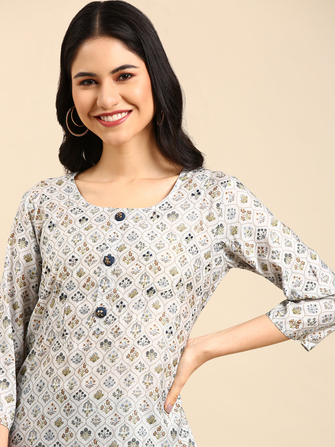 Women's Blue Printed  Kurta Set