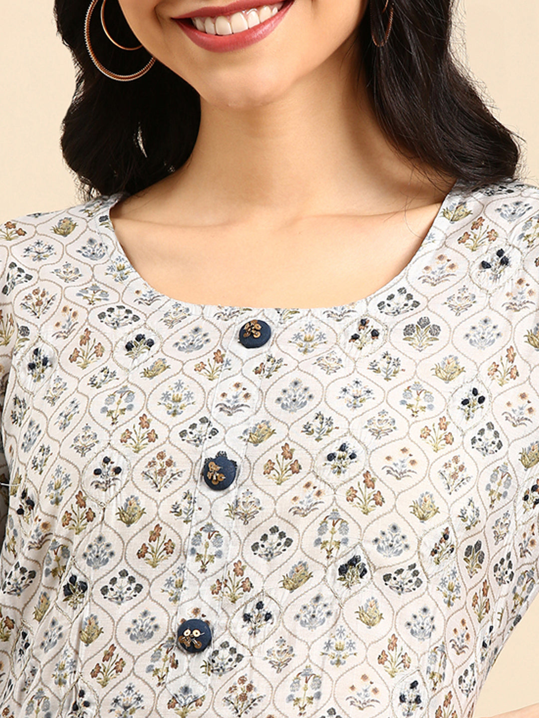 Women's Blue Printed  Kurta Set