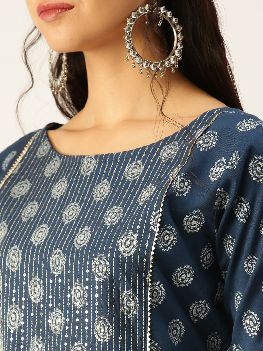 Women's Blue Printed Kurta Sets