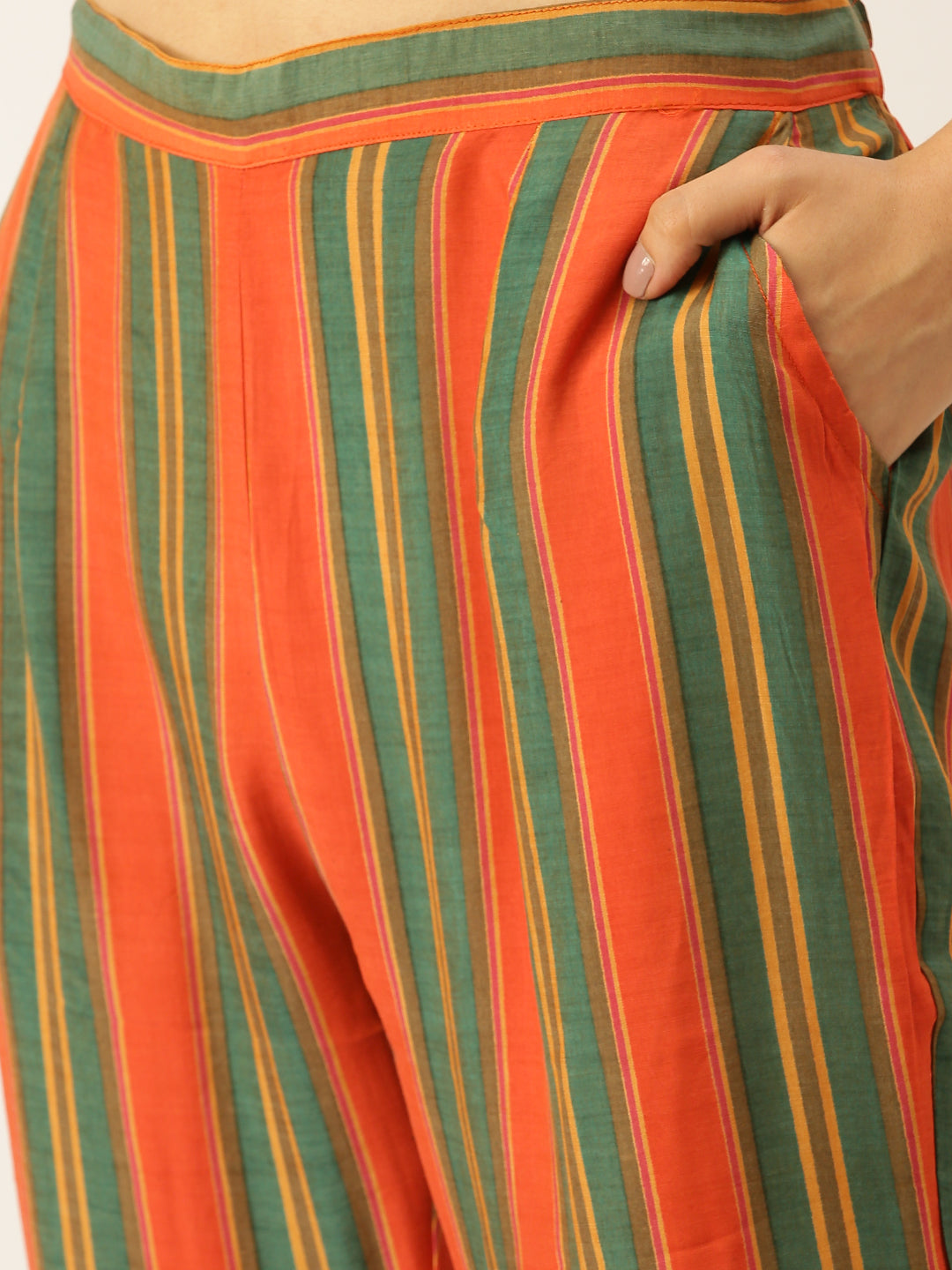 Women's Orange Printed Kurta Sets