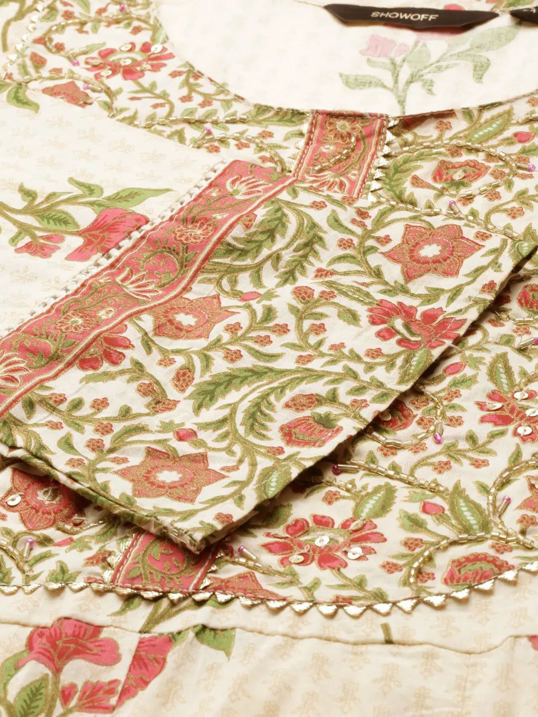 Women's Cream Printed Kurta Set