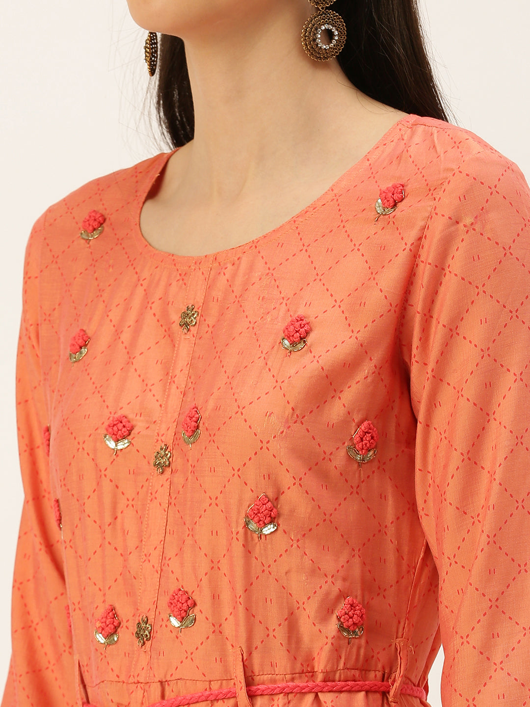 Women's Pink Printed A-Line Kurtas