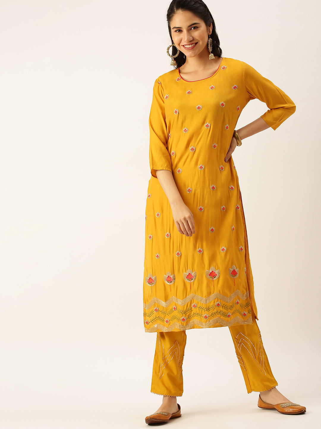 Women's Yellow Solid Kurta Sets