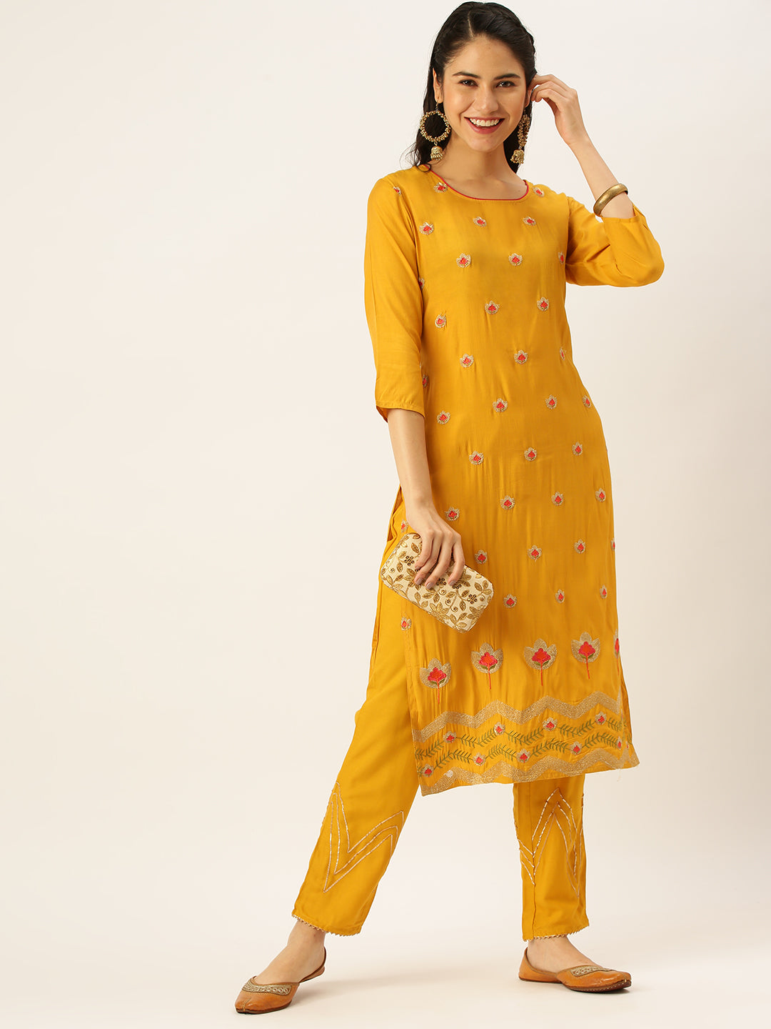 Women's Yellow Solid Kurta Sets