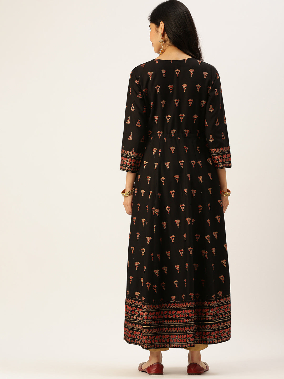 Women's Black Embroidered A-Line Kurtas