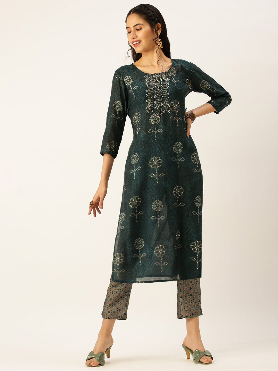 Women's Blue Printed Kurta Sets