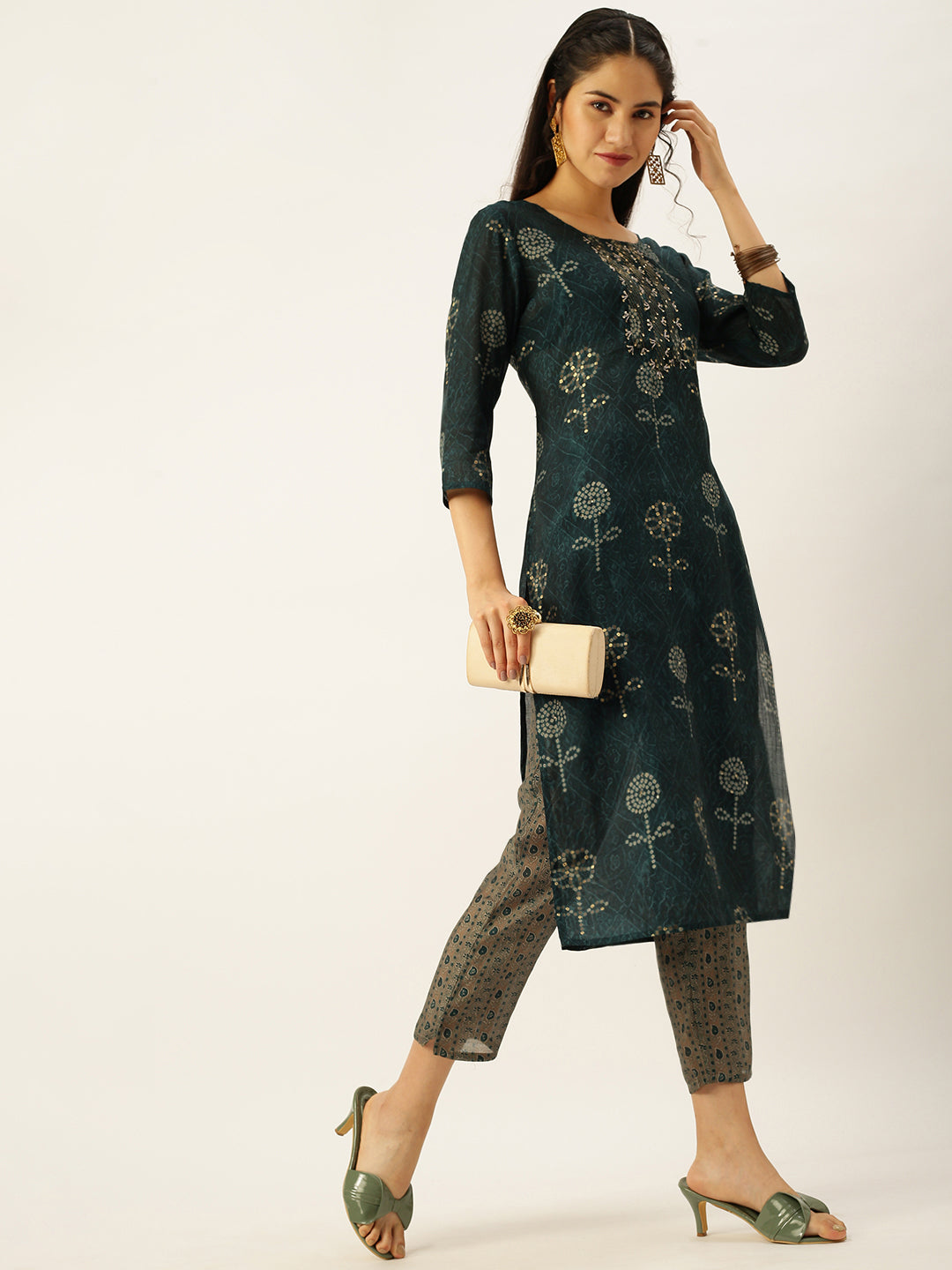 Women's Blue Printed Kurta Sets