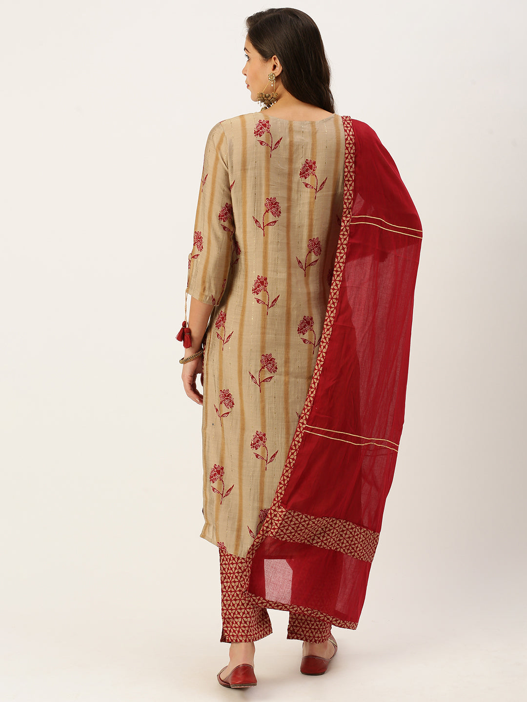 Women's Beige Printed Kurta Sets