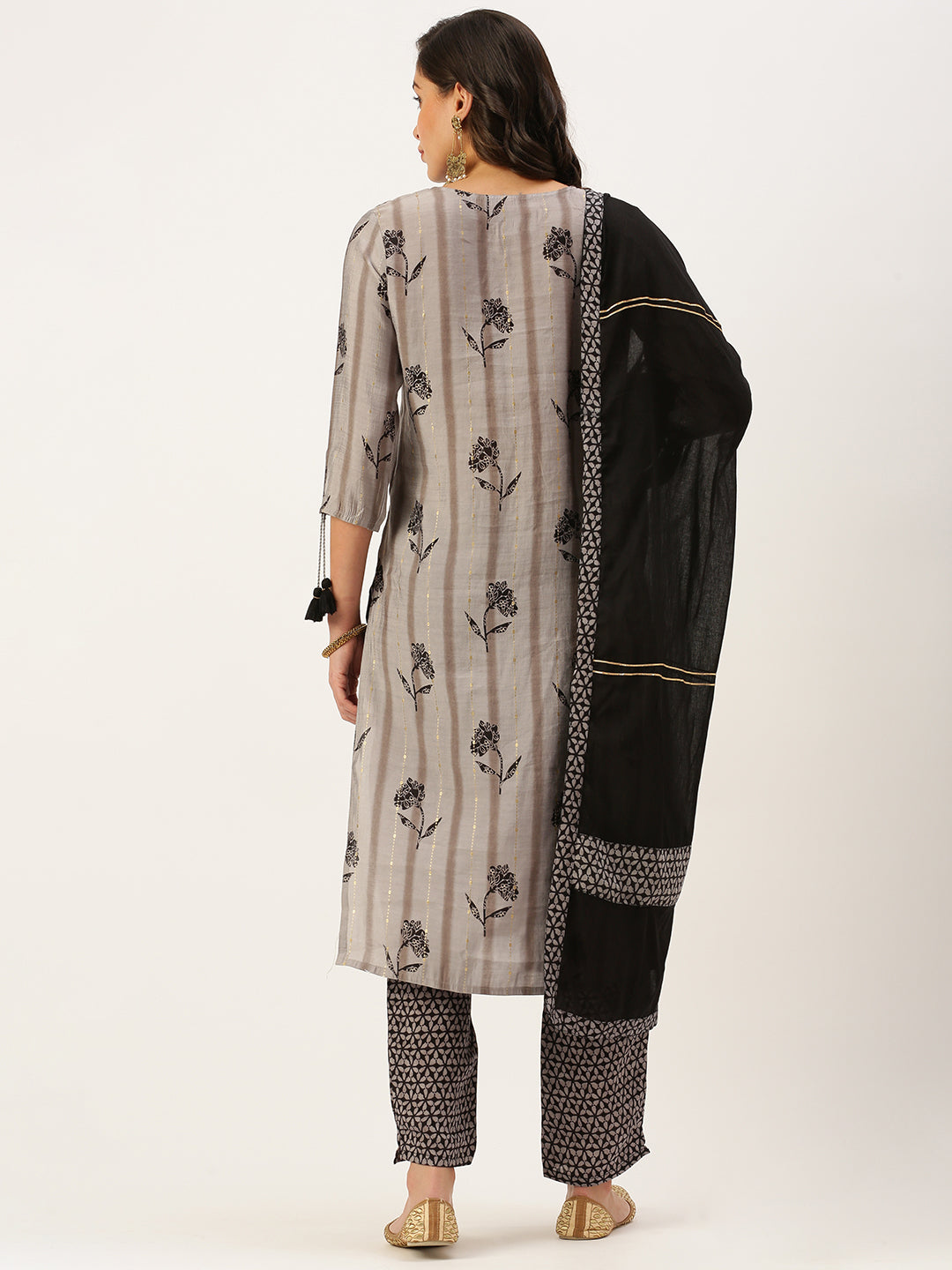 Women's Grey Printed Kurta Sets