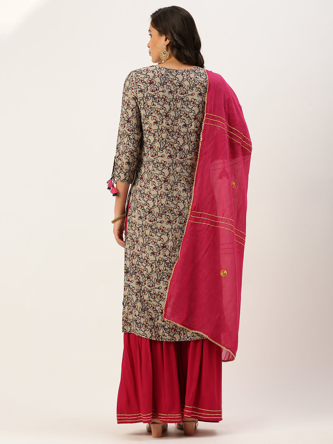 Women's Beige Printed Kurta Sets