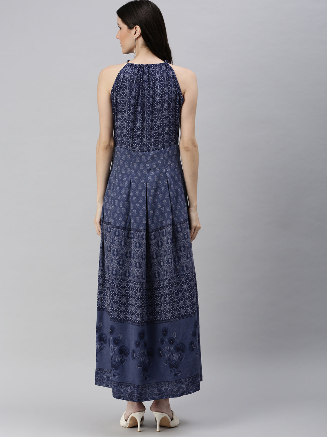 Women Blue Printed A-Line Kurta