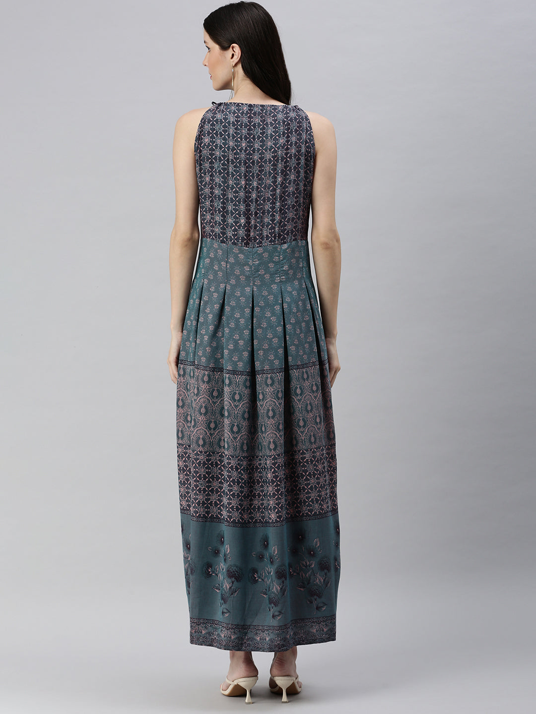 Women Turquoise Blue Printed A-Line Kurta