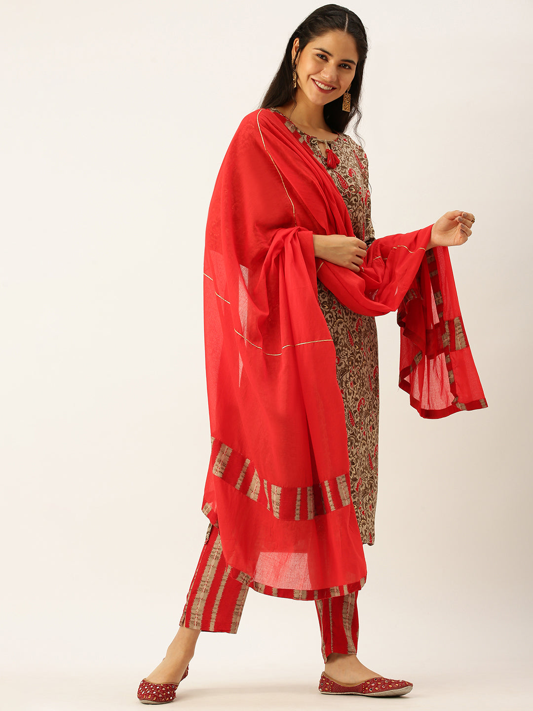 Women's Olive Printed Kurta Sets