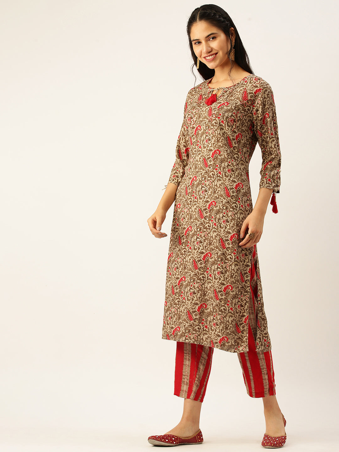 Women's Olive Printed Kurta Sets