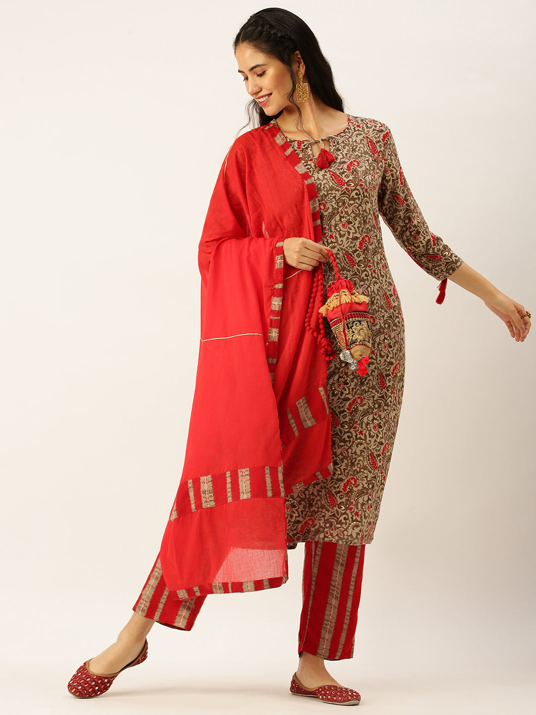 Women's Olive Printed Kurta Sets