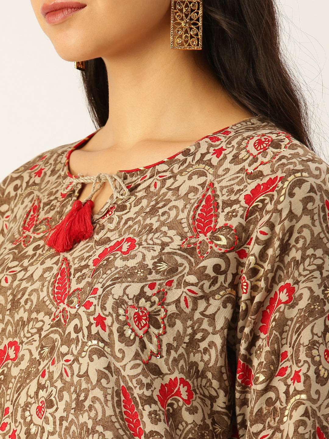 Women's Olive Printed Kurta Sets