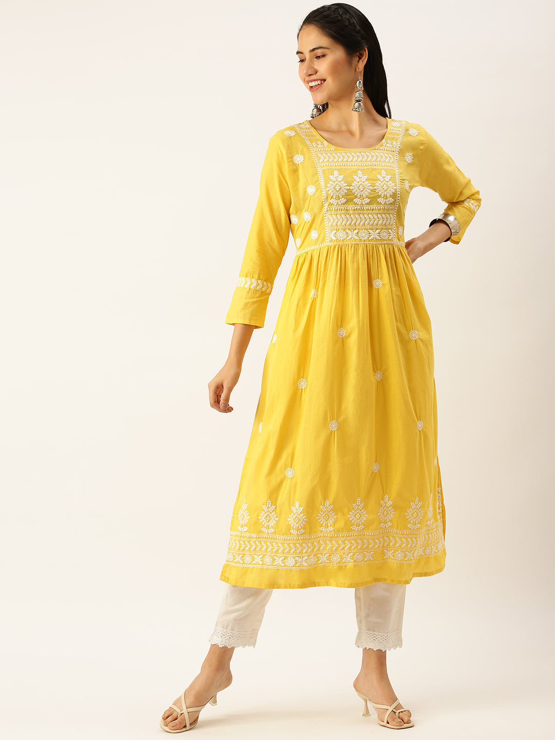 Women's Yellow Solid Kurta Sets