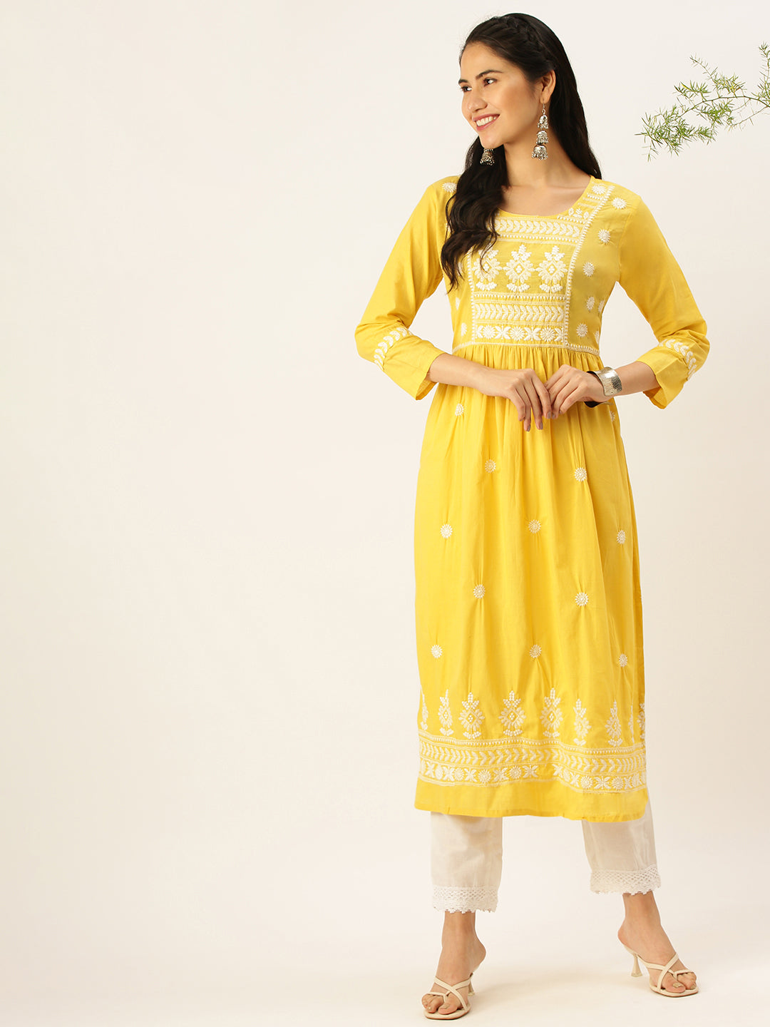 Women's Yellow Solid Kurta Sets