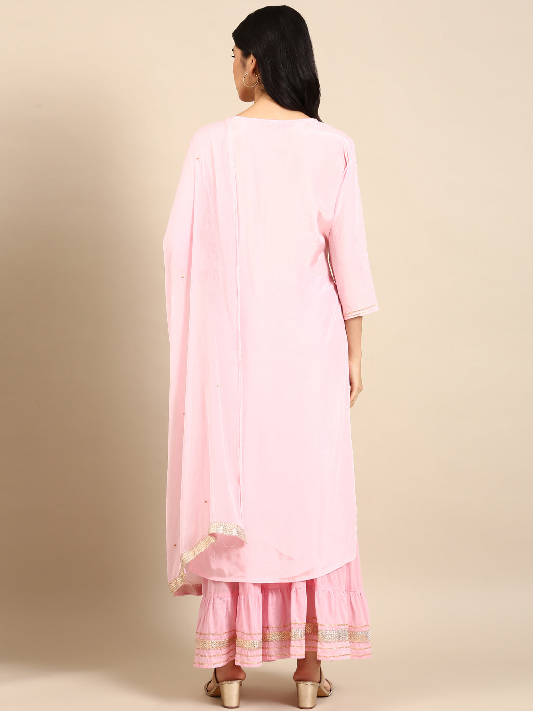 Women's Pink Solid Kurta Set