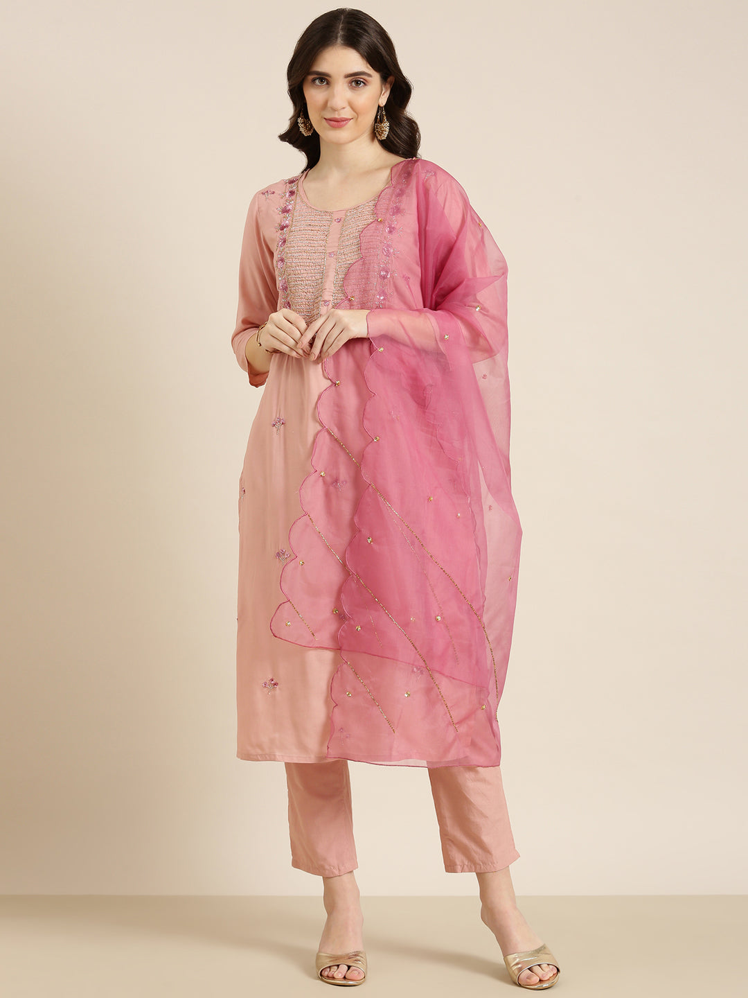 Women's Mauve Solid Kurta Set