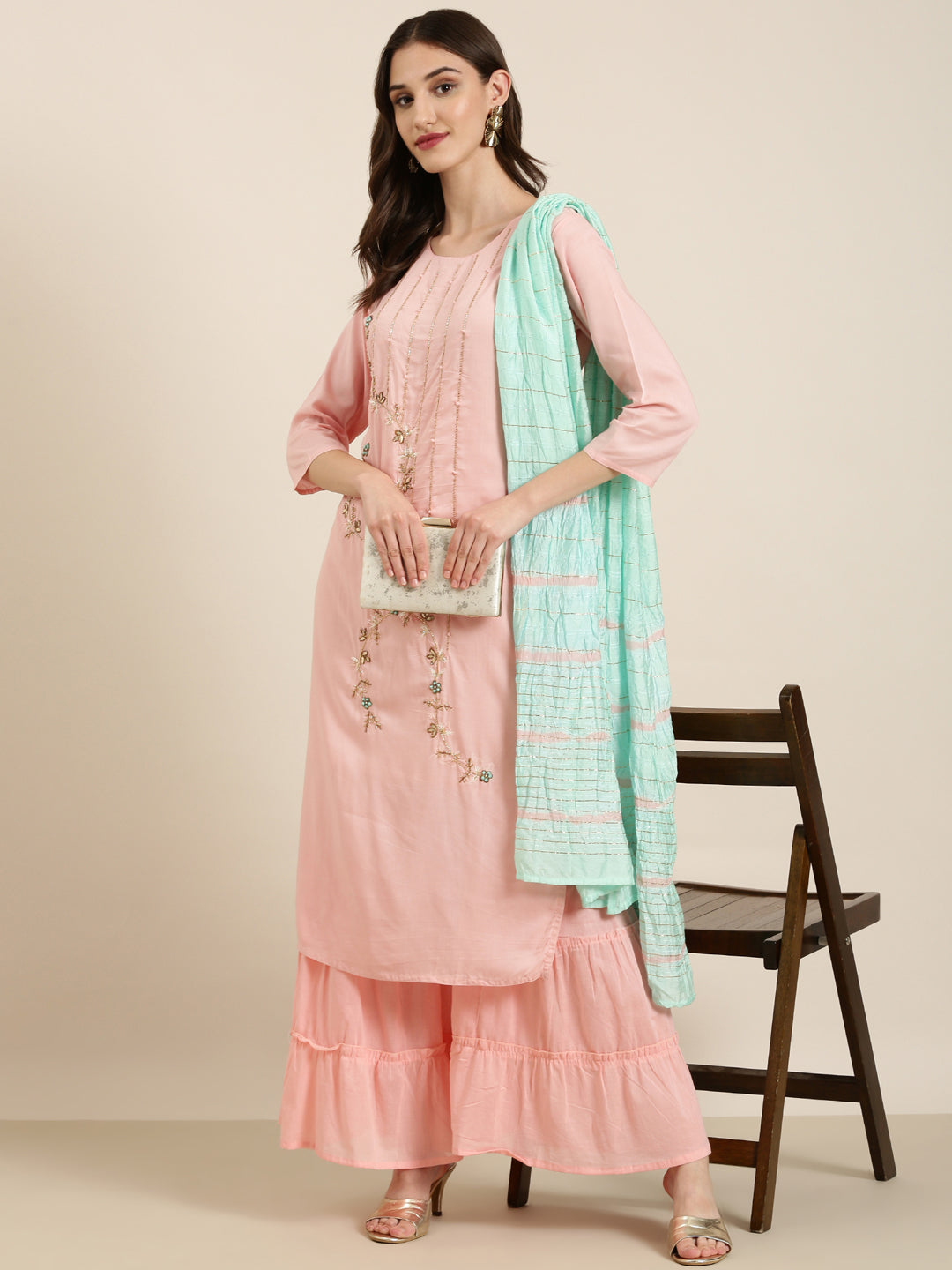 Women Pink Solid Kurta Set