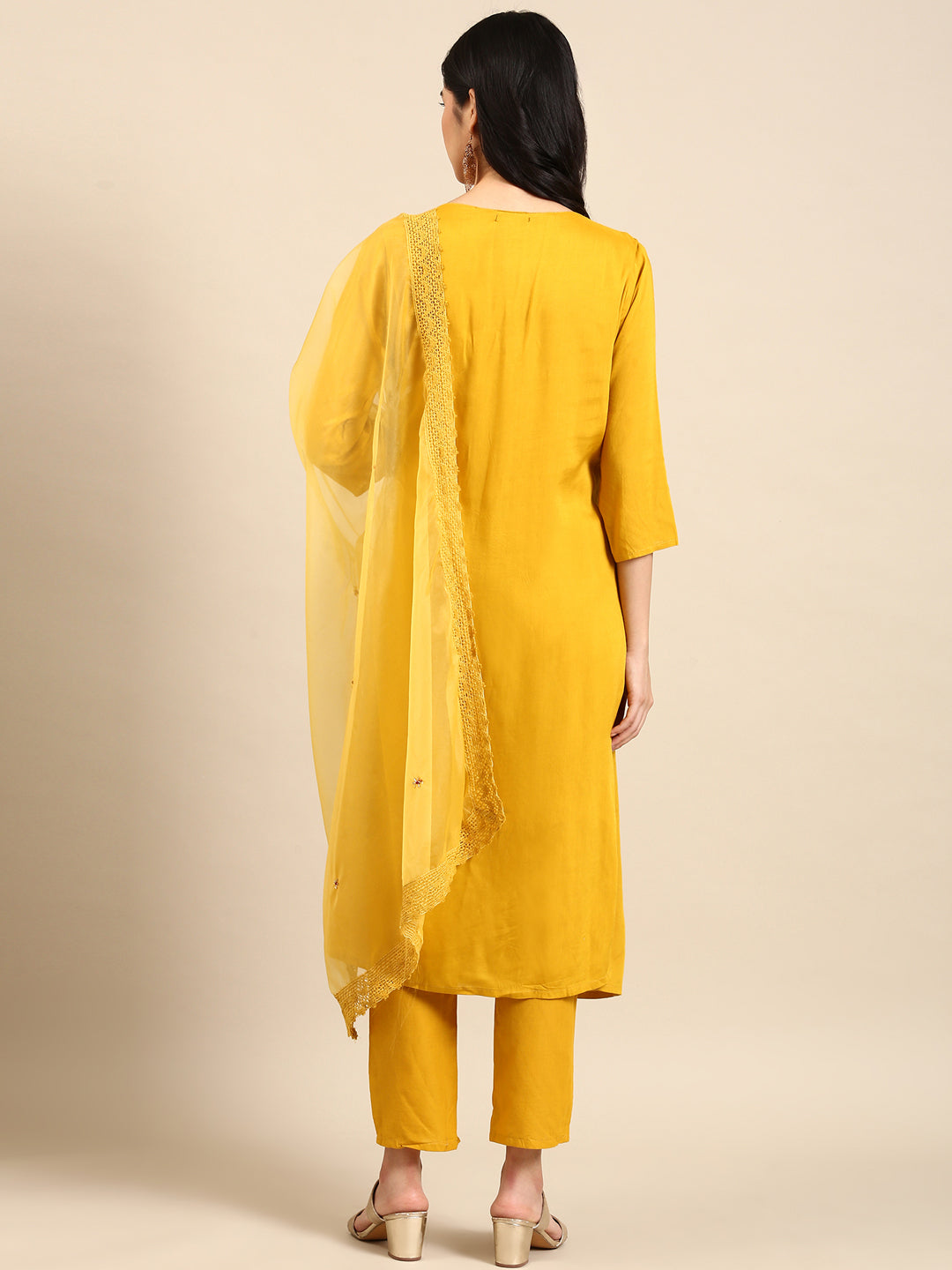 Women's Yellow Solid Kurta Set