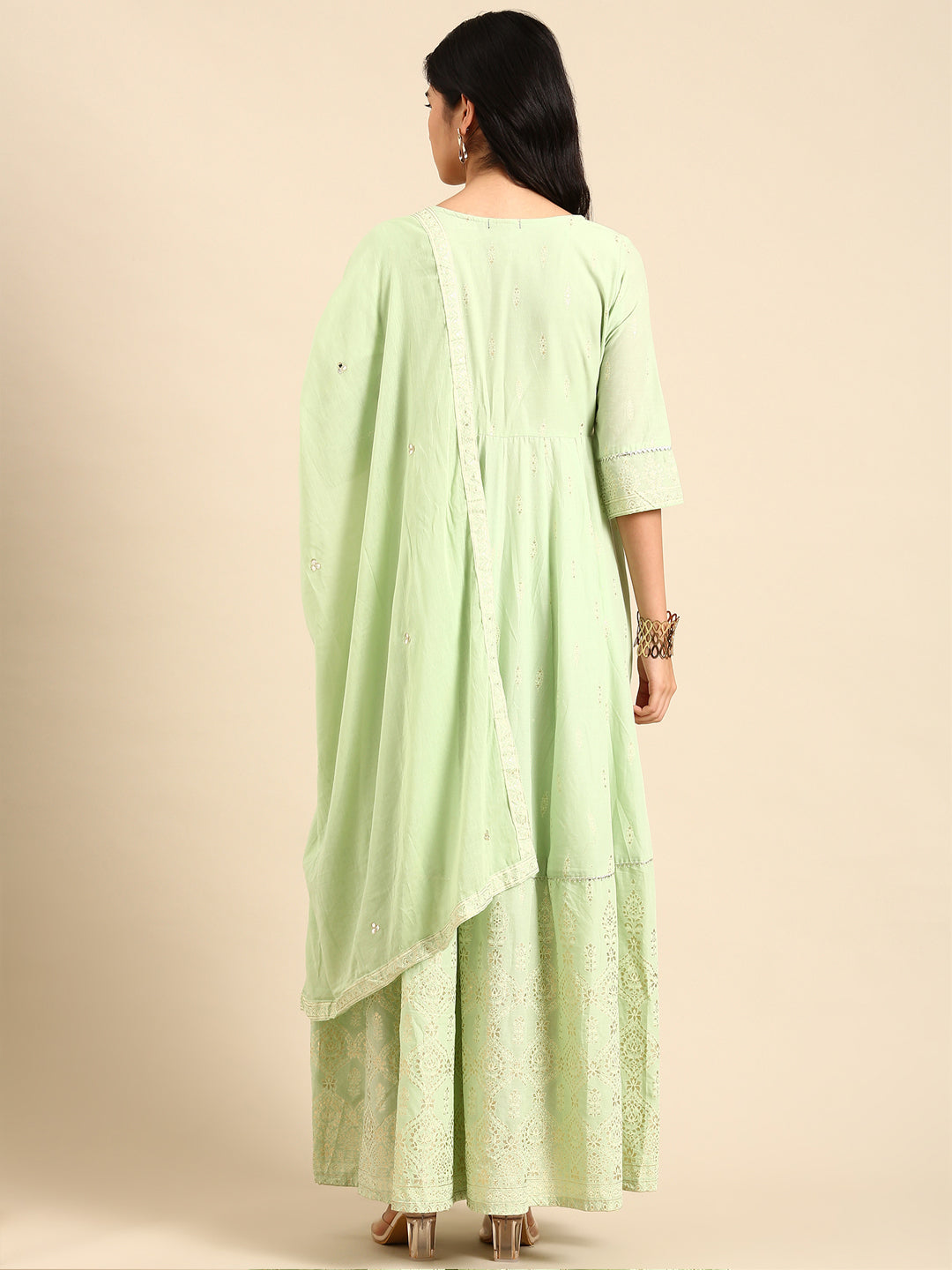 Women's Green Printed Anarkali Kurta