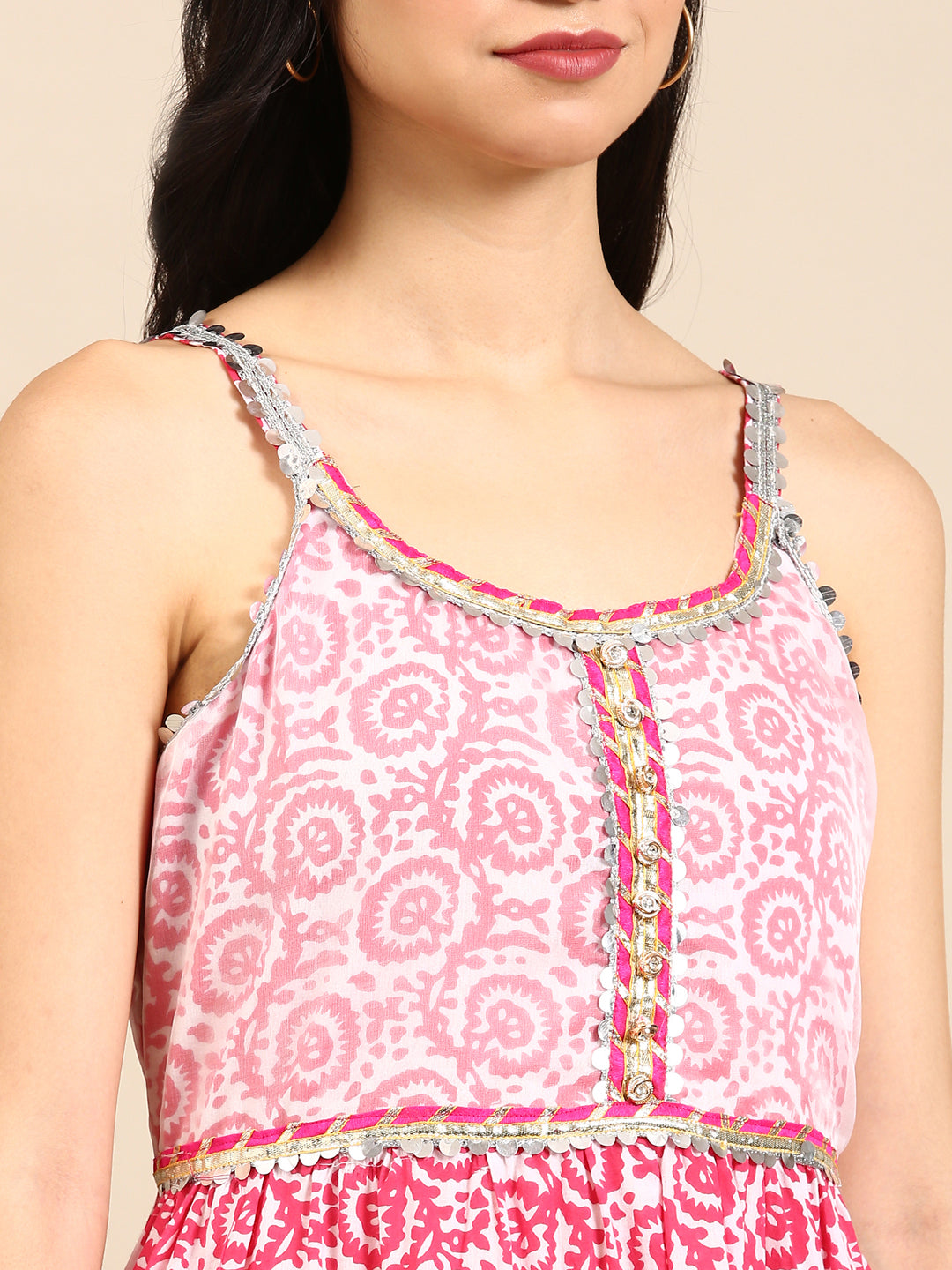 Women's Pink Printed Kurta Set