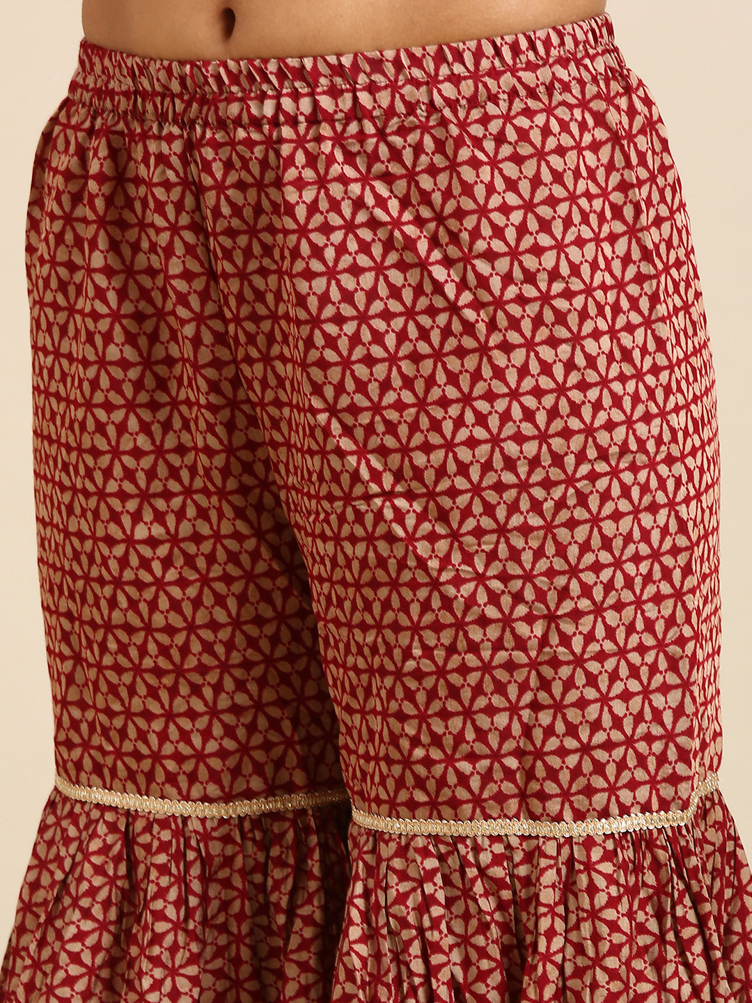 Women's Maroon Printed Kurta Set