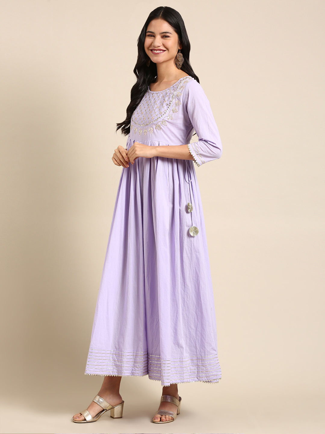 Women's Lavender Solid Anarkali Kurta