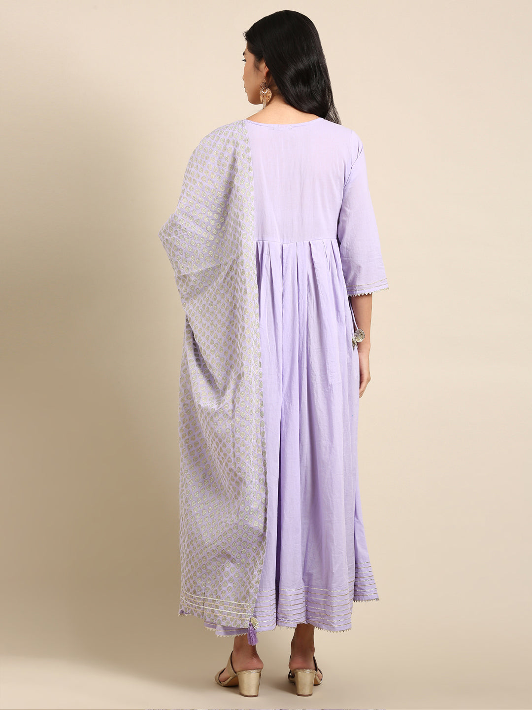 Women's Lavender Solid Anarkali Kurta