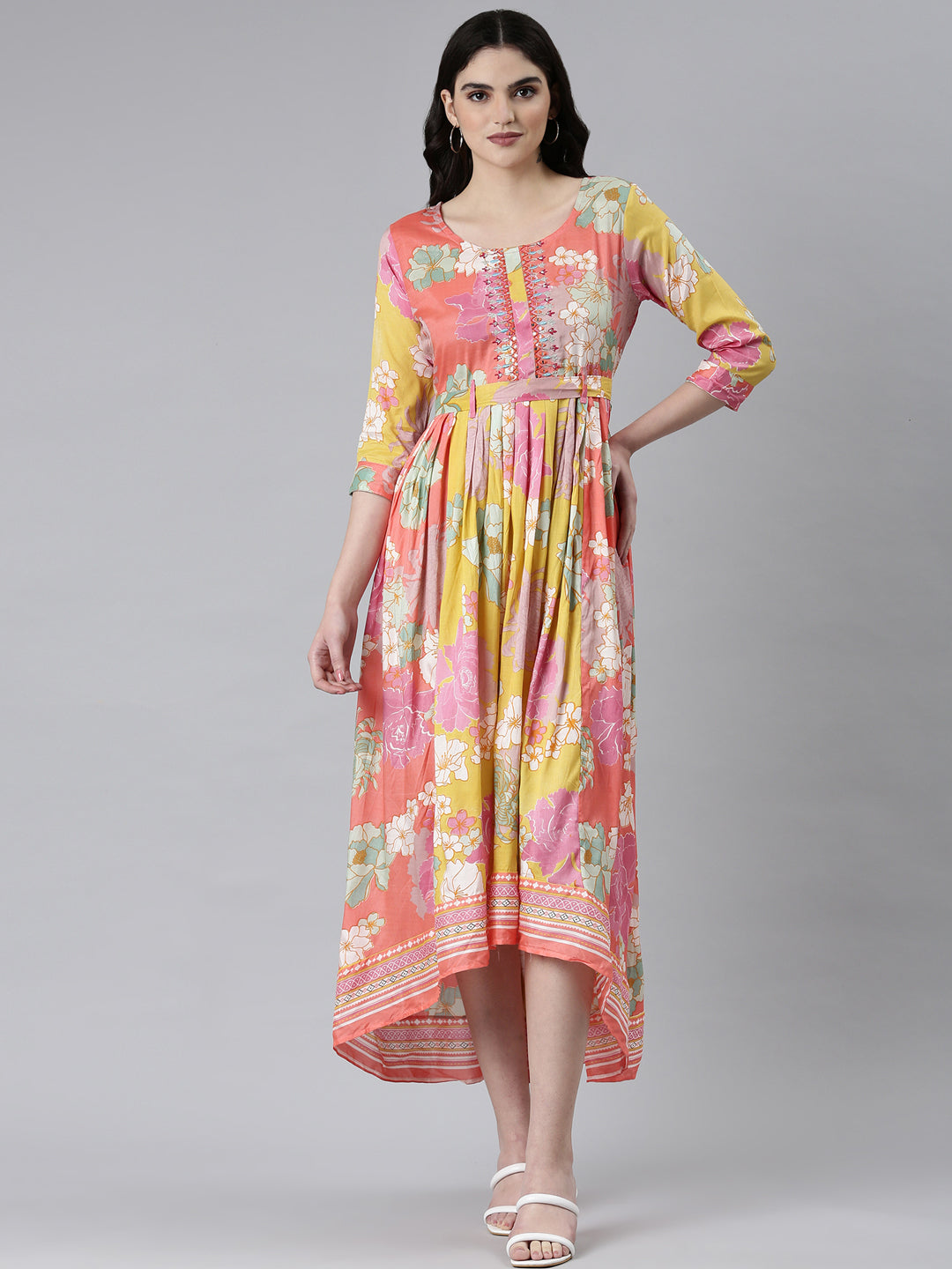 Women Multi Floral Fit and Flare Kurta