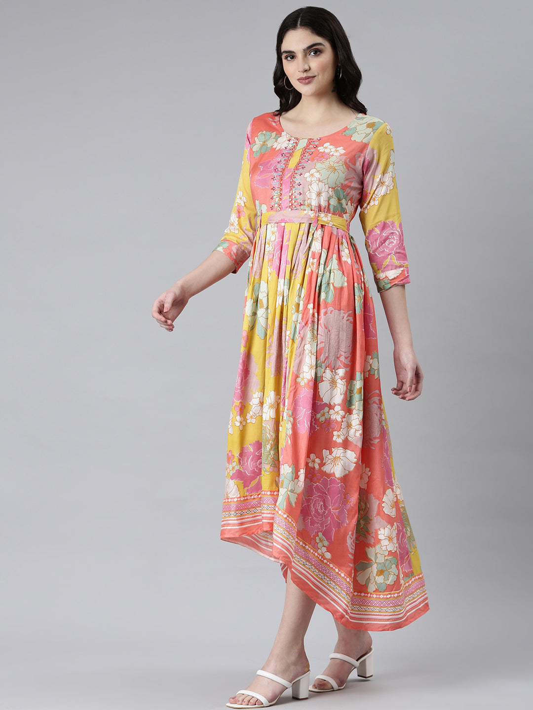 Women Multi Floral Fit and Flare Kurta