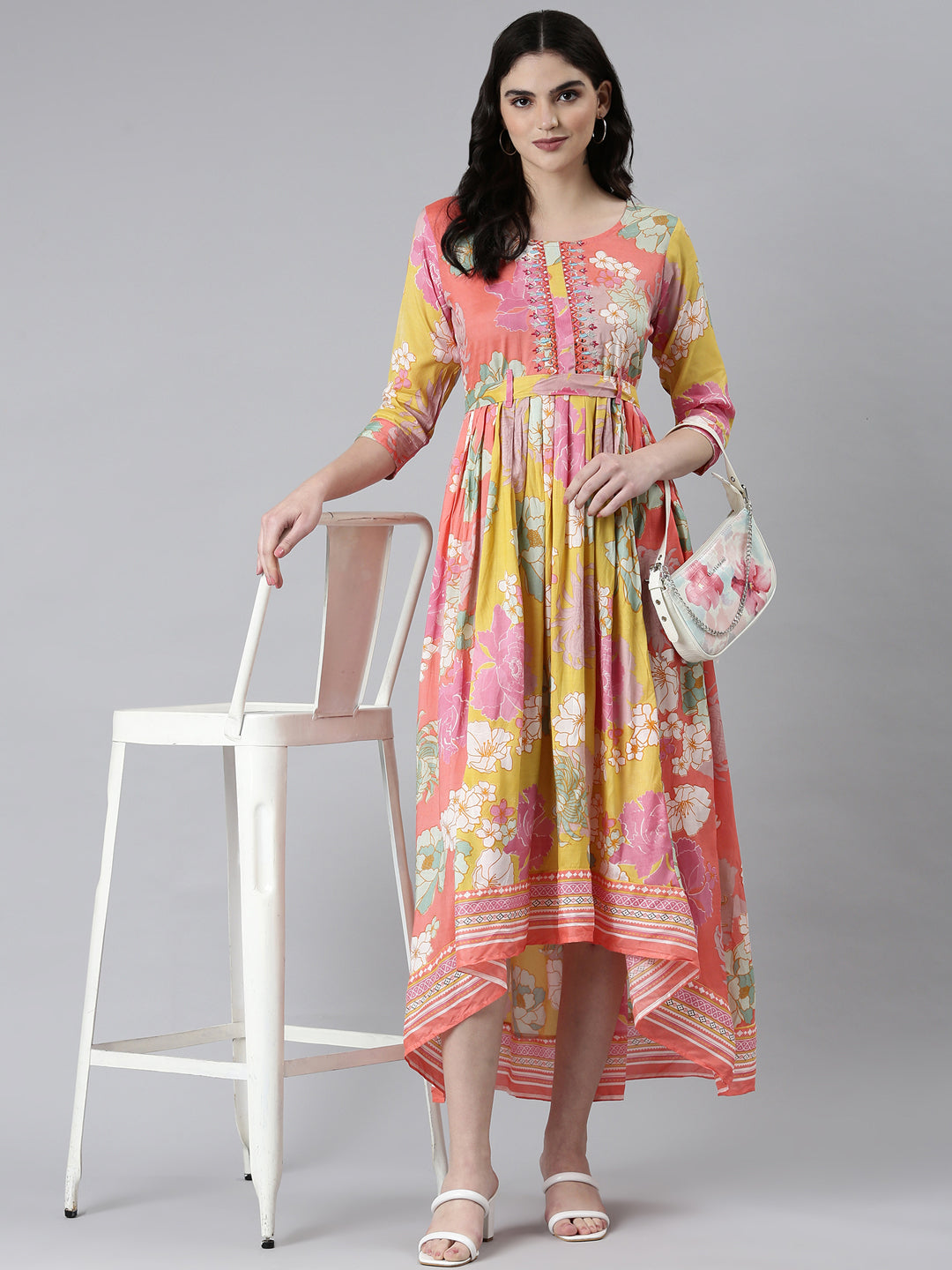 Women Multi Floral Fit and Flare Kurta