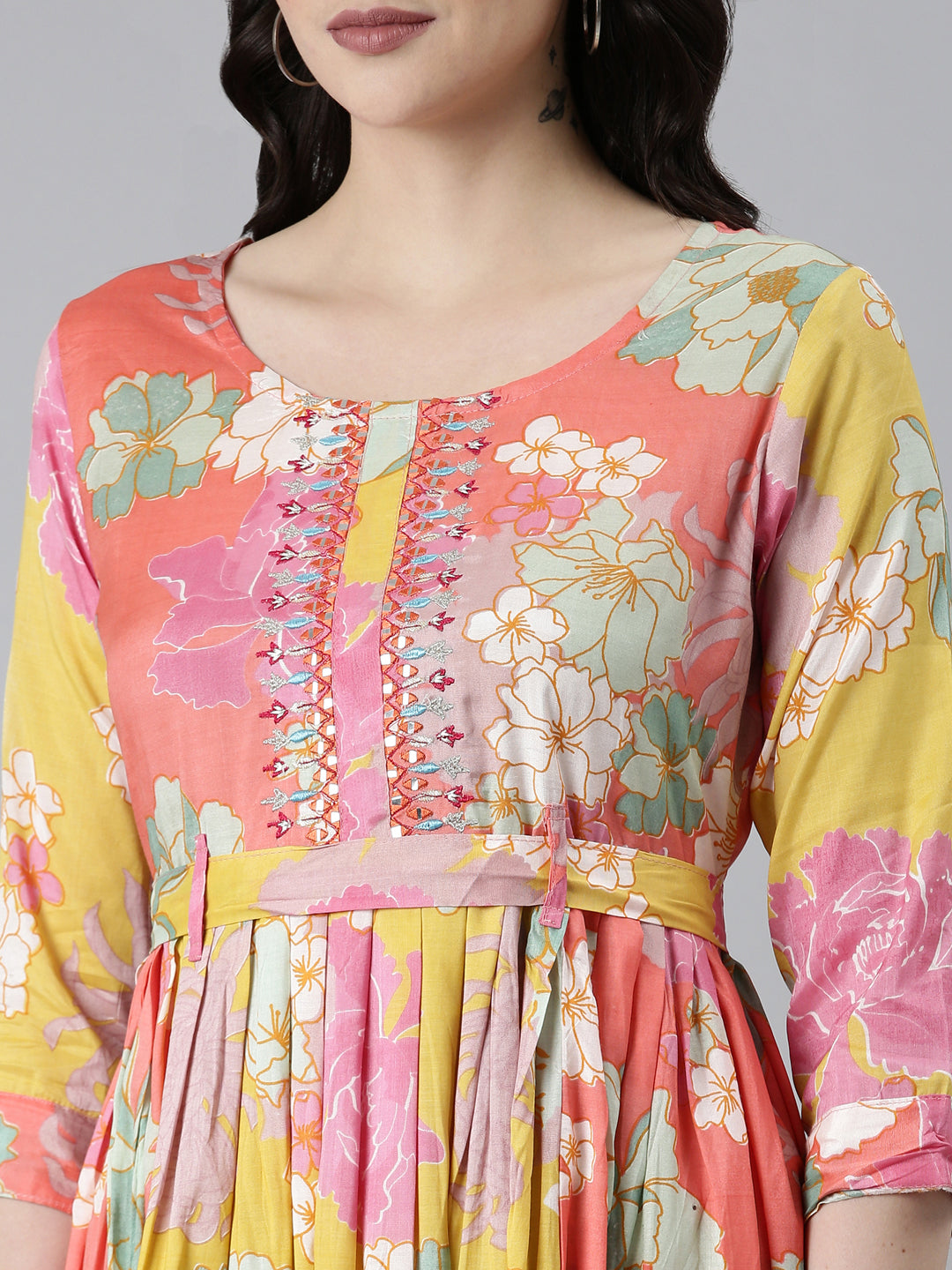 Women Multi Floral Fit and Flare Kurta