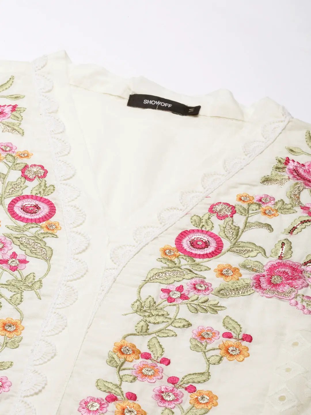 Women's Cream Floral Kurta Set