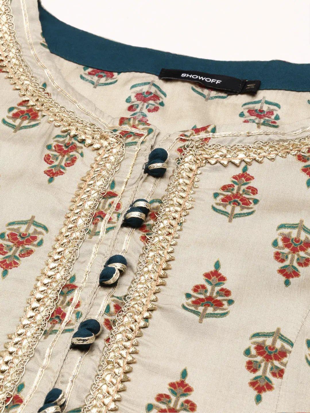 Women's Metallic Printed Anarkali Kurta