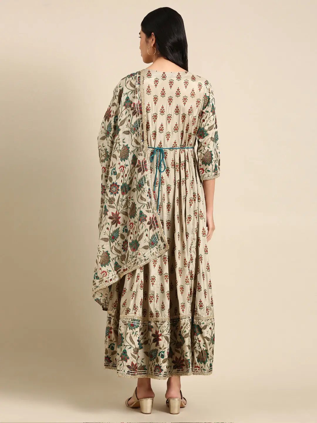 Women's Metallic Printed Anarkali Kurta