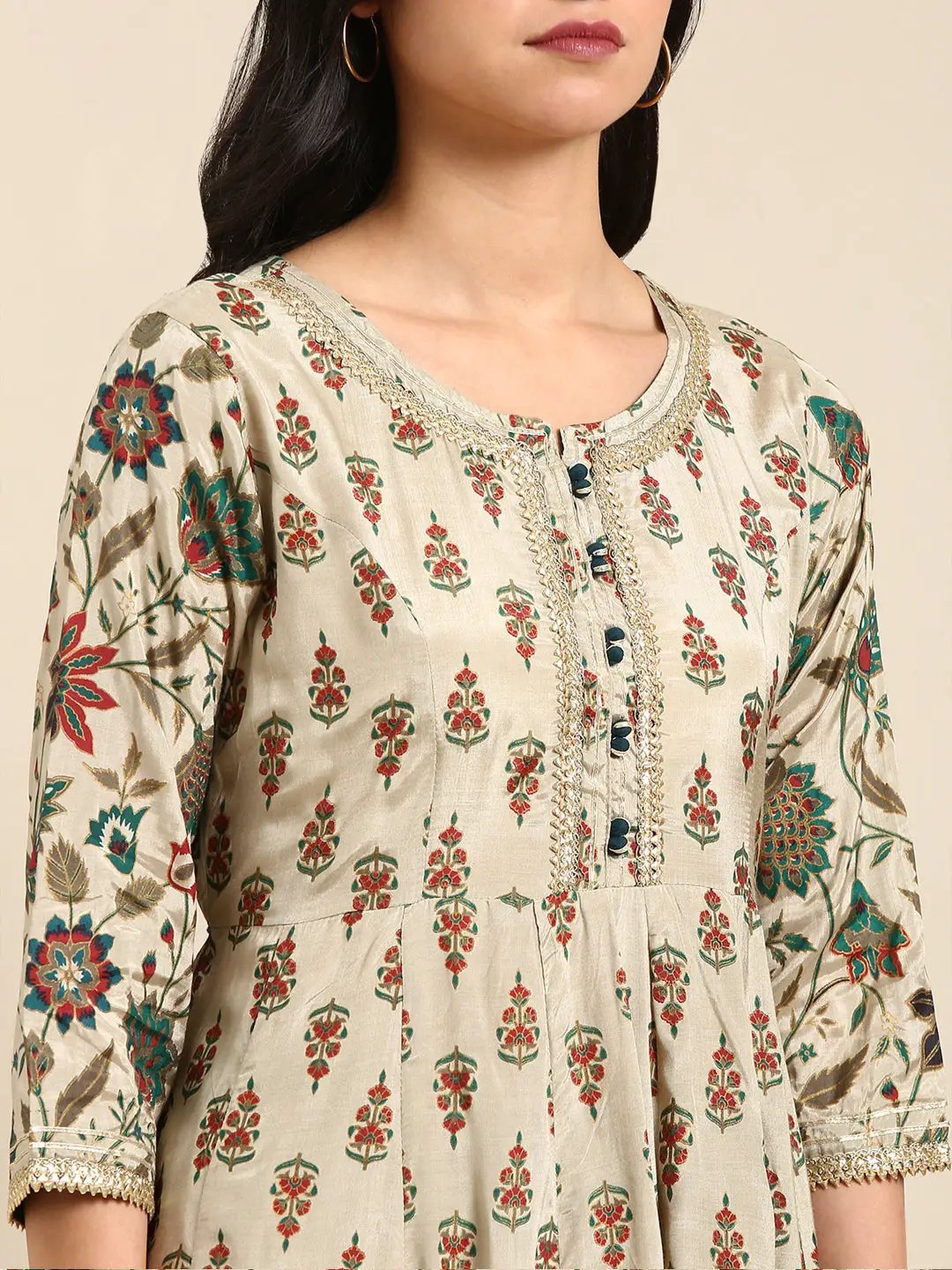 Women's Metallic Printed Anarkali Kurta